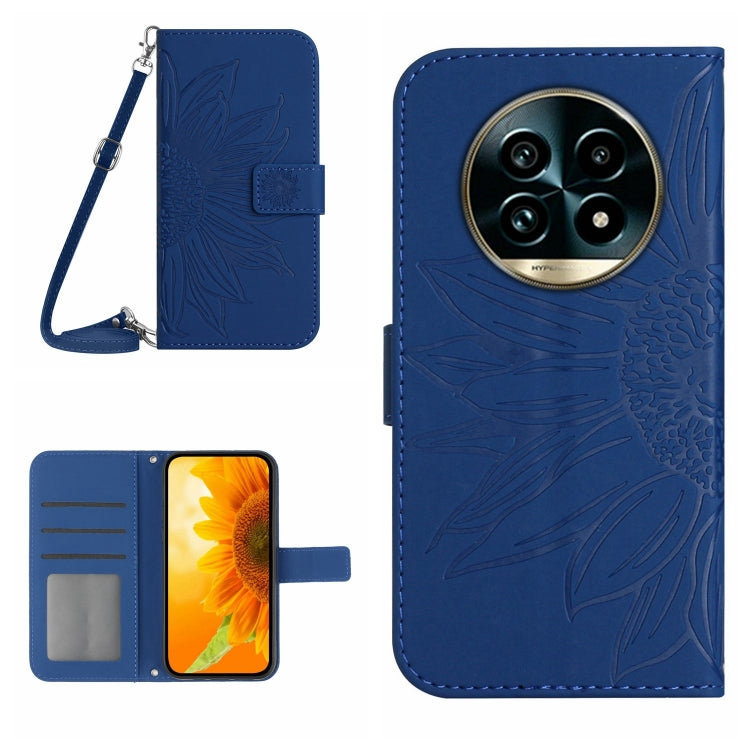 Skin Feel Sun Flower Embossed Flip Leather Phone Case with Lanyard, For Realme 14 5G Global / P3 5G Global, For Realme P3 Pro 5G Global, For Realme 14 Pro+ 5G, For Realme C75 4G, For Realme 13+ 5G Global, For Realme 13 Pro 5G / 13 Pro+ 5G              ...