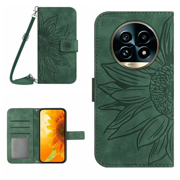 Skin Feel Sun Flower Embossed Flip Leather Phone Case with Lanyard, For Realme 14 5G Global / P3 5G Global, For Realme P3 Pro 5G Global, For Realme 14 Pro+ 5G, For Realme C75 4G, For Realme 13+ 5G Global, For Realme 13 Pro 5G / 13 Pro+ 5G              ...