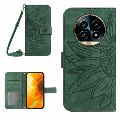 Skin Feel Sun Flower Embossed Flip Leather Phone Case with Lanyard, For Realme 14 5G Global / P3 5G Global, For Realme P3 Pro 5G Global, For Realme 14 Pro+ 5G, For Realme C75 4G, For Realme 13+ 5G Global, For Realme 13 Pro 5G / 13 Pro+ 5G              ...