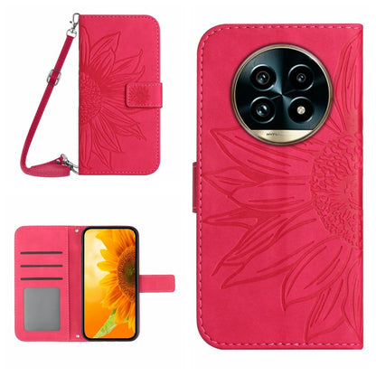 Skin Feel Sun Flower Embossed Flip Leather Phone Case with Lanyard, For Realme 14 5G Global / P3 5G Global, For Realme P3 Pro 5G Global, For Realme 14 Pro+ 5G, For Realme C75 4G, For Realme 13+ 5G Global, For Realme 13 Pro 5G / 13 Pro+ 5G              ...