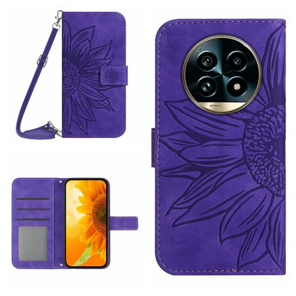 Skin Feel Sun Flower Embossed Flip Leather Phone Case with Lanyard, For Realme 14 5G Global / P3 5G Global, For Realme P3 Pro 5G Global, For Realme 14 Pro+ 5G, For Realme C75 4G, For Realme 13+ 5G Global, For Realme 13 Pro 5G / 13 Pro+ 5G              ...
