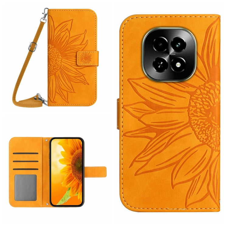 Skin Feel Sun Flower Embossed Flip Leather Phone Case with Lanyard, For Realme 14 5G Global / P3 5G Global, For Realme P3 Pro 5G Global, For Realme 14 Pro+ 5G, For Realme C75 4G, For Realme 13+ 5G Global, For Realme 13 Pro 5G / 13 Pro+ 5G              ...