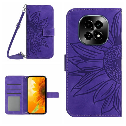 Skin Feel Sun Flower Embossed Flip Leather Phone Case with Lanyard, For Realme 14 5G Global / P3 5G Global, For Realme P3 Pro 5G Global, For Realme 14 Pro+ 5G, For Realme C75 4G, For Realme 13+ 5G Global, For Realme 13 Pro 5G / 13 Pro+ 5G              ...