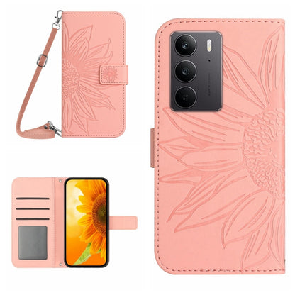 Skin Feel Sun Flower Embossed Flip Leather Phone Case with Lanyard, For Realme 14 5G Global / P3 5G Global, For Realme P3 Pro 5G Global, For Realme 14 Pro+ 5G, For Realme C75 4G, For Realme 13+ 5G Global, For Realme 13 Pro 5G / 13 Pro+ 5G              ...