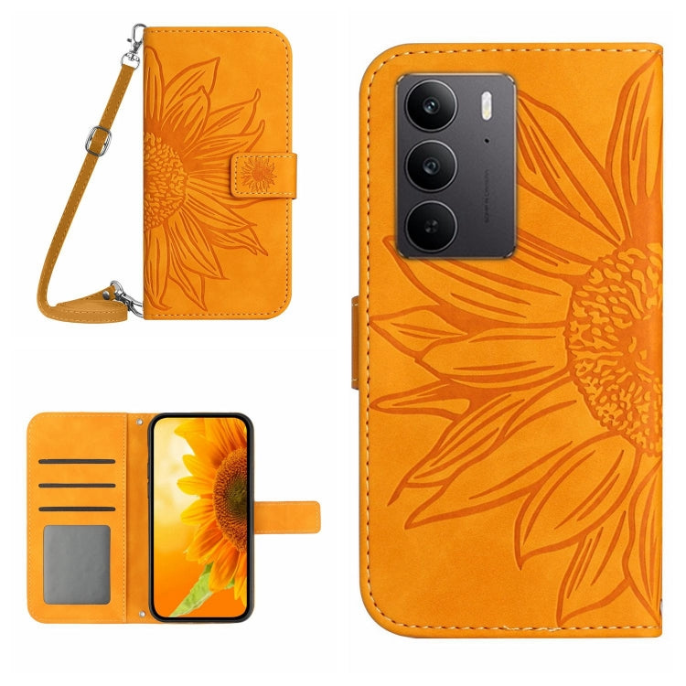 Skin Feel Sun Flower Embossed Flip Leather Phone Case with Lanyard, For Realme 14 5G Global / P3 5G Global, For Realme P3 Pro 5G Global, For Realme 14 Pro+ 5G, For Realme C75 4G, For Realme 13+ 5G Global, For Realme 13 Pro 5G / 13 Pro+ 5G              ...
