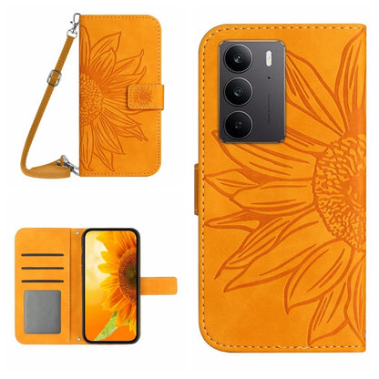 Skin Feel Sun Flower Embossed Flip Leather Phone Case with Lanyard, For Realme 14 5G Global / P3 5G Global, For Realme P3 Pro 5G Global, For Realme 14 Pro+ 5G, For Realme C75 4G, For Realme 13+ 5G Global, For Realme 13 Pro 5G / 13 Pro+ 5G              ...