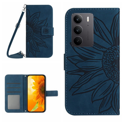 Skin Feel Sun Flower Embossed Flip Leather Phone Case with Lanyard, For Realme 14 5G Global / P3 5G Global, For Realme P3 Pro 5G Global, For Realme 14 Pro+ 5G, For Realme C75 4G, For Realme 13+ 5G Global, For Realme 13 Pro 5G / 13 Pro+ 5G              ...