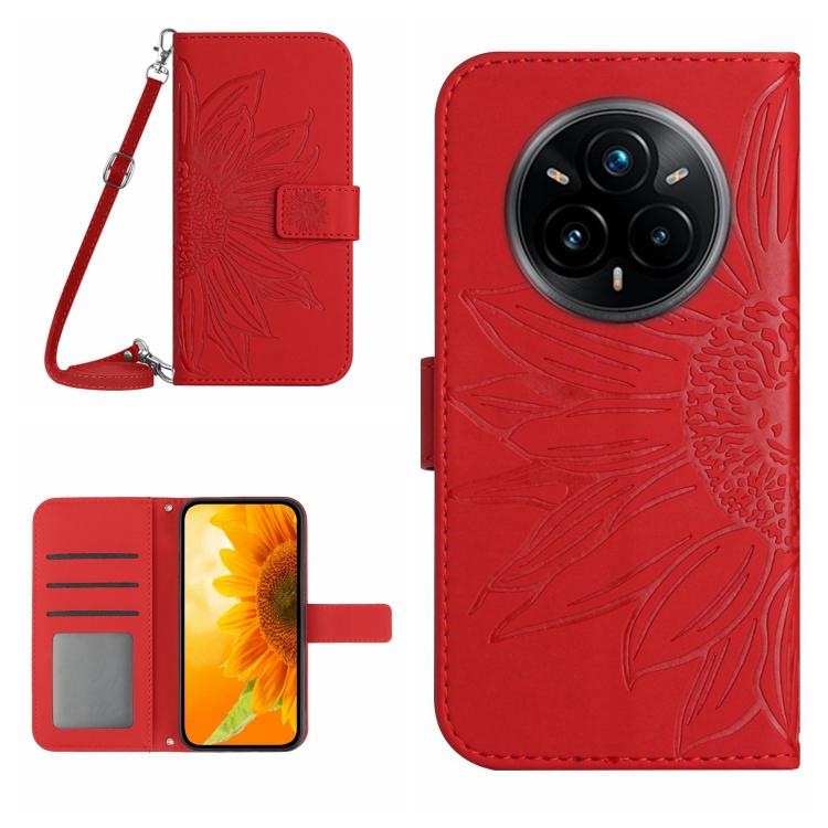 Skin Feel Sun Flower Embossed Flip Leather Phone Case with Lanyard, For Realme 14 5G Global / P3 5G Global, For Realme P3 Pro 5G Global, For Realme 14 Pro+ 5G, For Realme C75 4G, For Realme 13+ 5G Global, For Realme 13 Pro 5G / 13 Pro+ 5G              ...
