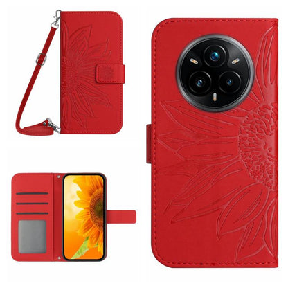 Skin Feel Sun Flower Embossed Flip Leather Phone Case with Lanyard, For Realme 14 5G Global / P3 5G Global, For Realme P3 Pro 5G Global, For Realme 14 Pro+ 5G, For Realme C75 4G, For Realme 13+ 5G Global, For Realme 13 Pro 5G / 13 Pro+ 5G              ...