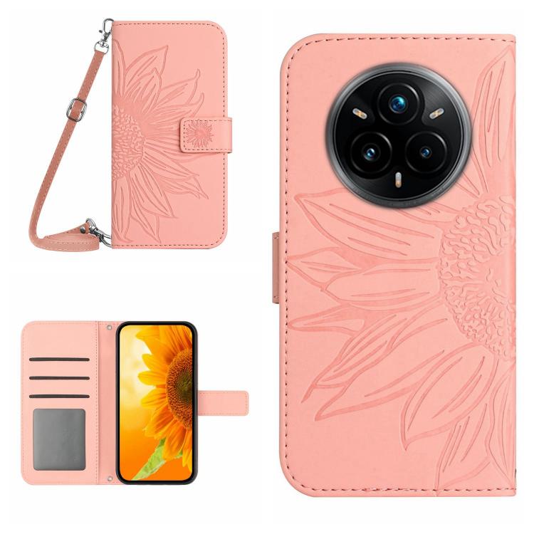 Skin Feel Sun Flower Embossed Flip Leather Phone Case with Lanyard, For Realme 14 5G Global / P3 5G Global, For Realme P3 Pro 5G Global, For Realme 14 Pro+ 5G, For Realme C75 4G, For Realme 13+ 5G Global, For Realme 13 Pro 5G / 13 Pro+ 5G              ...