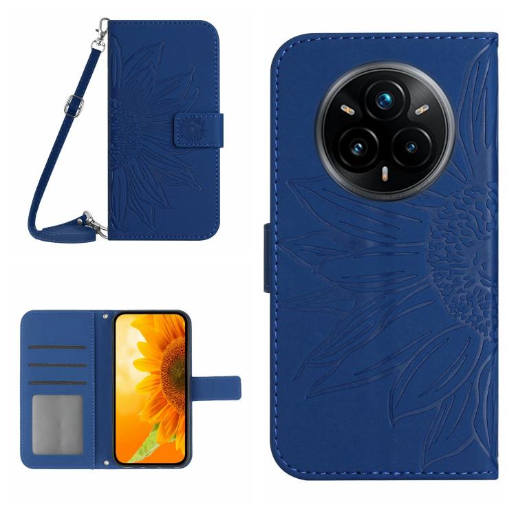 Skin Feel Sun Flower Embossed Flip Leather Phone Case with Lanyard, For Realme 14 5G Global / P3 5G Global, For Realme P3 Pro 5G Global, For Realme 14 Pro+ 5G, For Realme C75 4G, For Realme 13+ 5G Global, For Realme 13 Pro 5G / 13 Pro+ 5G              ...