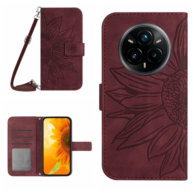 Skin Feel Sun Flower Embossed Flip Leather Phone Case with Lanyard, For Realme 14 5G Global / P3 5G Global, For Realme P3 Pro 5G Global, For Realme 14 Pro+ 5G, For Realme C75 4G, For Realme 13+ 5G Global, For Realme 13 Pro 5G / 13 Pro+ 5G              ...