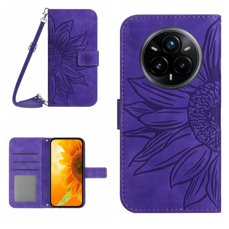 Skin Feel Sun Flower Embossed Flip Leather Phone Case with Lanyard, For Realme 14 5G Global / P3 5G Global, For Realme P3 Pro 5G Global, For Realme 14 Pro+ 5G, For Realme C75 4G, For Realme 13+ 5G Global, For Realme 13 Pro 5G / 13 Pro+ 5G              ...