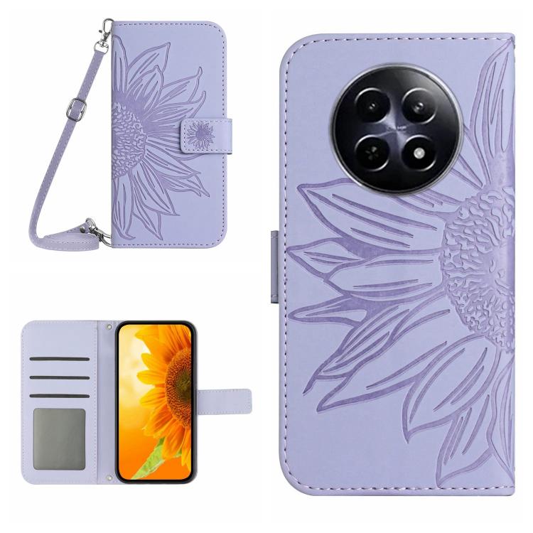 Skin Feel Sun Flower Embossed Flip Leather Phone Case with Lanyard, For Realme 14 5G Global / P3 5G Global, For Realme P3 Pro 5G Global, For Realme 14 Pro+ 5G, For Realme C75 4G, For Realme 13+ 5G Global, For Realme 13 Pro 5G / 13 Pro+ 5G              ...