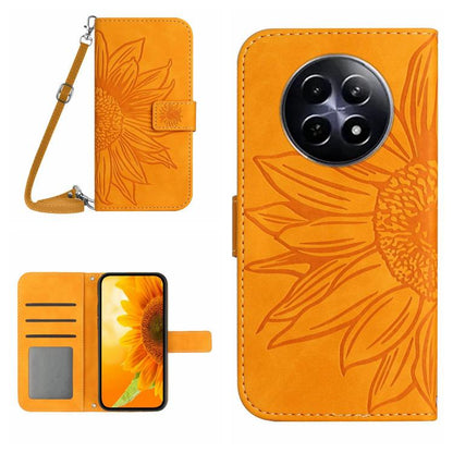 Skin Feel Sun Flower Embossed Flip Leather Phone Case with Lanyard, For Realme 14 5G Global / P3 5G Global, For Realme P3 Pro 5G Global, For Realme 14 Pro+ 5G, For Realme C75 4G, For Realme 13+ 5G Global, For Realme 13 Pro 5G / 13 Pro+ 5G              ...