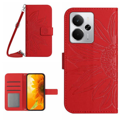 Skin Feel Sun Flower Embossed Flip Leather Phone Case with Lanyard, For Realme 14 5G Global / P3 5G Global, For Realme P3 Pro 5G Global, For Realme 14 Pro+ 5G, For Realme C75 4G, For Realme 13+ 5G Global, For Realme 13 Pro 5G / 13 Pro+ 5G              ...