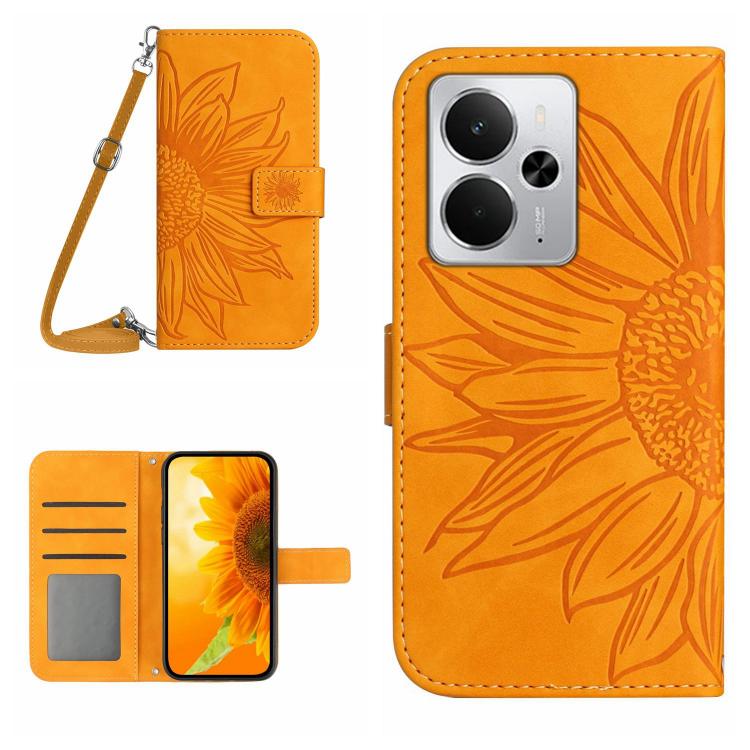 Skin Feel Sun Flower Embossed Flip Leather Phone Case with Lanyard, For Realme 14 5G Global / P3 5G Global, For Realme P3 Pro 5G Global, For Realme 14 Pro+ 5G, For Realme C75 4G, For Realme 13+ 5G Global, For Realme 13 Pro 5G / 13 Pro+ 5G              ...