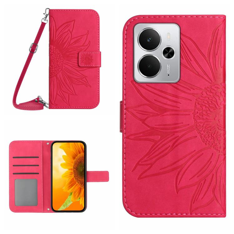 Skin Feel Sun Flower Embossed Flip Leather Phone Case with Lanyard, For Realme 14 5G Global / P3 5G Global, For Realme P3 Pro 5G Global, For Realme 14 Pro+ 5G, For Realme C75 4G, For Realme 13+ 5G Global, For Realme 13 Pro 5G / 13 Pro+ 5G              ...