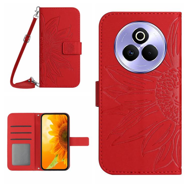 Skin Feel Sun Flower Embossed Flip Leather Phone Case with Lanyard, For Realme 14 5G Global / P3 5G Global, For Realme P3 Pro 5G Global, For Realme 14 Pro+ 5G, For Realme C75 4G, For Realme 13+ 5G Global, For Realme 13 Pro 5G / 13 Pro+ 5G              ...