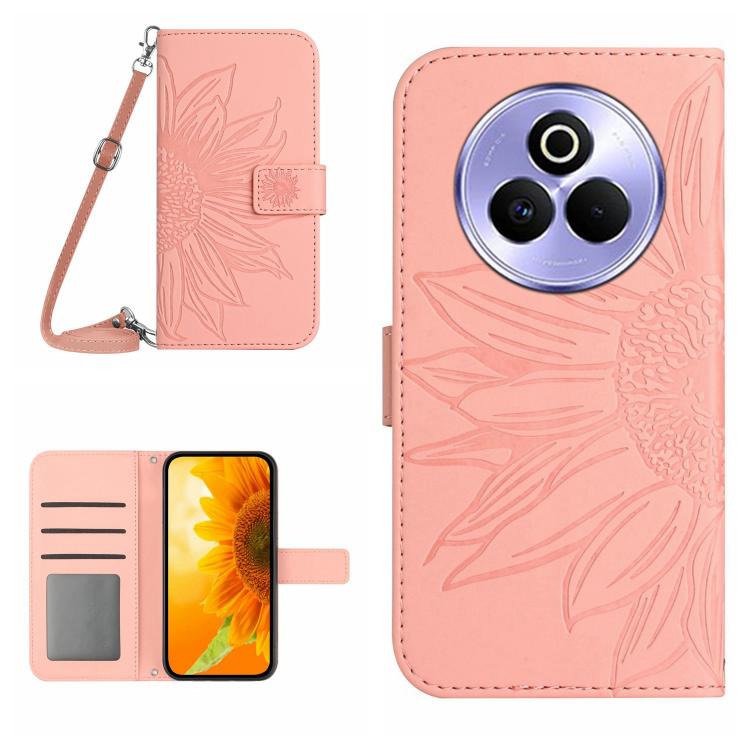 Skin Feel Sun Flower Embossed Flip Leather Phone Case with Lanyard, For Realme 14 5G Global / P3 5G Global, For Realme P3 Pro 5G Global, For Realme 14 Pro+ 5G, For Realme C75 4G, For Realme 13+ 5G Global, For Realme 13 Pro 5G / 13 Pro+ 5G              ...
