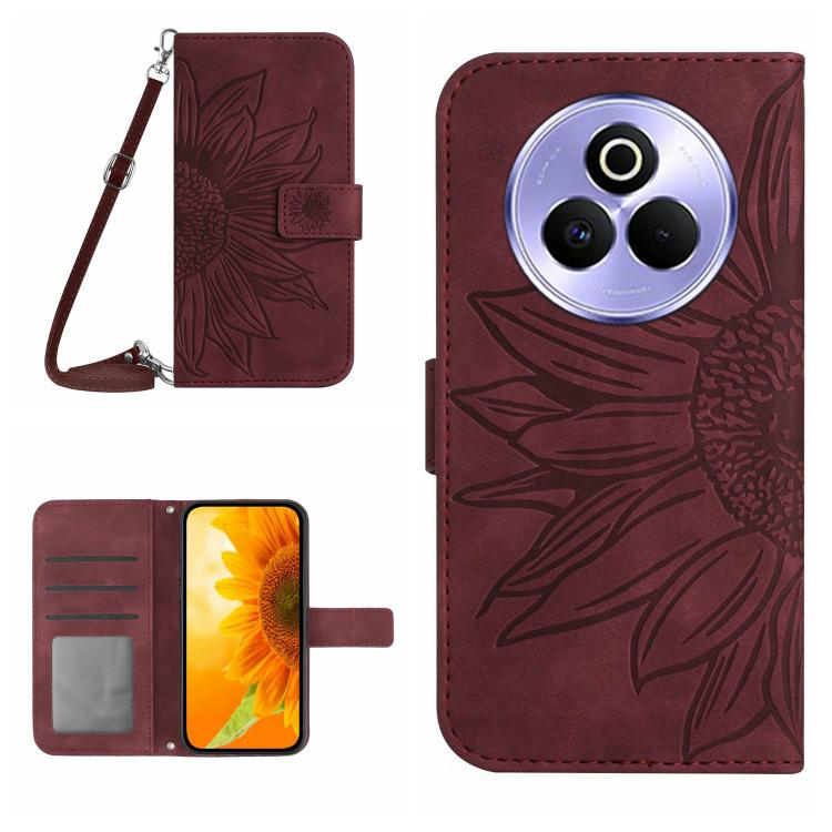 Skin Feel Sun Flower Embossed Flip Leather Phone Case with Lanyard, For Realme 14 5G Global / P3 5G Global, For Realme P3 Pro 5G Global, For Realme 14 Pro+ 5G, For Realme C75 4G, For Realme 13+ 5G Global, For Realme 13 Pro 5G / 13 Pro+ 5G              ...