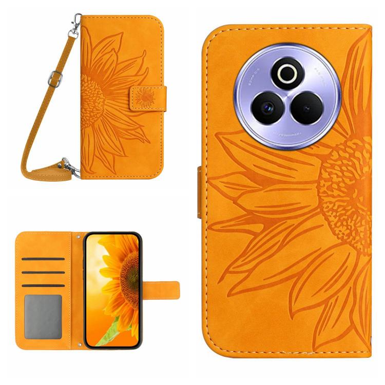 Skin Feel Sun Flower Embossed Flip Leather Phone Case with Lanyard, For Realme 14 5G Global / P3 5G Global, For Realme P3 Pro 5G Global, For Realme 14 Pro+ 5G, For Realme C75 4G, For Realme 13+ 5G Global, For Realme 13 Pro 5G / 13 Pro+ 5G              ...
