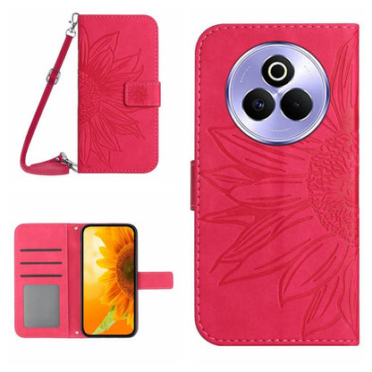 Skin Feel Sun Flower Embossed Flip Leather Phone Case with Lanyard, For Realme 14 5G Global / P3 5G Global, For Realme P3 Pro 5G Global, For Realme 14 Pro+ 5G, For Realme C75 4G, For Realme 13+ 5G Global, For Realme 13 Pro 5G / 13 Pro+ 5G              ...