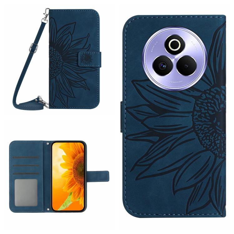 Skin Feel Sun Flower Embossed Flip Leather Phone Case with Lanyard, For Realme 14 5G Global / P3 5G Global, For Realme P3 Pro 5G Global, For Realme 14 Pro+ 5G, For Realme C75 4G, For Realme 13+ 5G Global, For Realme 13 Pro 5G / 13 Pro+ 5G              ...
