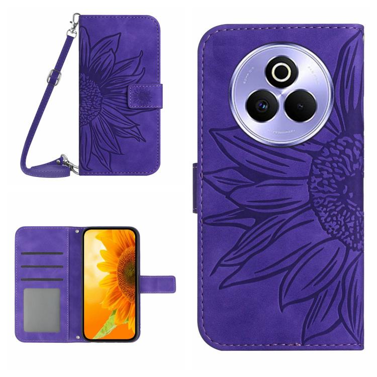 Skin Feel Sun Flower Embossed Flip Leather Phone Case with Lanyard, For Realme 14 5G Global / P3 5G Global, For Realme P3 Pro 5G Global, For Realme 14 Pro+ 5G, For Realme C75 4G, For Realme 13+ 5G Global, For Realme 13 Pro 5G / 13 Pro+ 5G              ...
