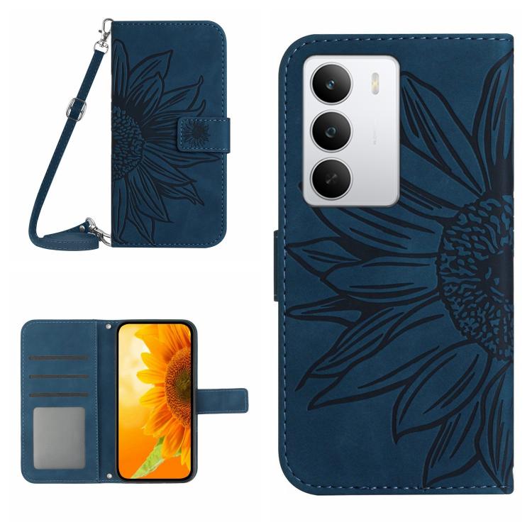 Skin Feel Sun Flower Embossed Flip Leather Phone Case with Lanyard, For Realme C100 4G, For Realme C83 5G, For Realme 16 Pro+ 5G, For Realme C85 5G, For Realme C85 Pro 4G, For Realme 15T 5G, For Realme 15 5G Global / 15 Pro 5G Global, For Realme C71 4G...