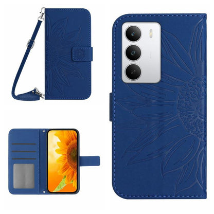 Skin Feel Sun Flower Embossed Flip Leather Phone Case with Lanyard, For Realme C100 4G, For Realme C83 5G, For Realme 16 Pro+ 5G, For Realme C85 5G, For Realme C85 Pro 4G, For Realme 15T 5G, For Realme 15 5G Global / 15 Pro 5G Global, For Realme C71 4G...