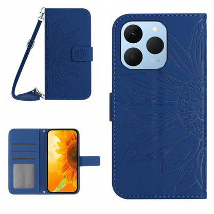 Skin Feel Sun Flower Embossed Flip Leather Phone Case with Lanyard, For Realme C100 4G, For Realme C83 5G, For Realme 16 Pro+ 5G, For Realme C85 5G, For Realme C85 Pro 4G, For Realme 15T 5G, For Realme 15 5G Global / 15 Pro 5G Global, For Realme C71 4G...