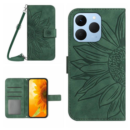 Skin Feel Sun Flower Embossed Flip Leather Phone Case with Lanyard, For Realme C100 4G, For Realme C83 5G, For Realme 16 Pro+ 5G, For Realme C85 5G, For Realme C85 Pro 4G, For Realme 15T 5G, For Realme 15 5G Global / 15 Pro 5G Global, For Realme C71 4G...