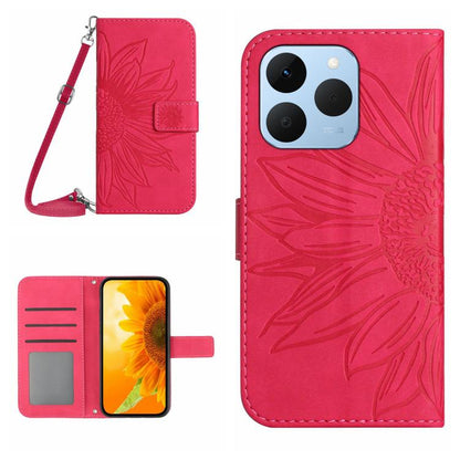 Skin Feel Sun Flower Embossed Flip Leather Phone Case with Lanyard, For Realme C100 4G, For Realme C83 5G, For Realme 16 Pro+ 5G, For Realme C85 5G, For Realme C85 Pro 4G, For Realme 15T 5G, For Realme 15 5G Global / 15 Pro 5G Global, For Realme C71 4G...