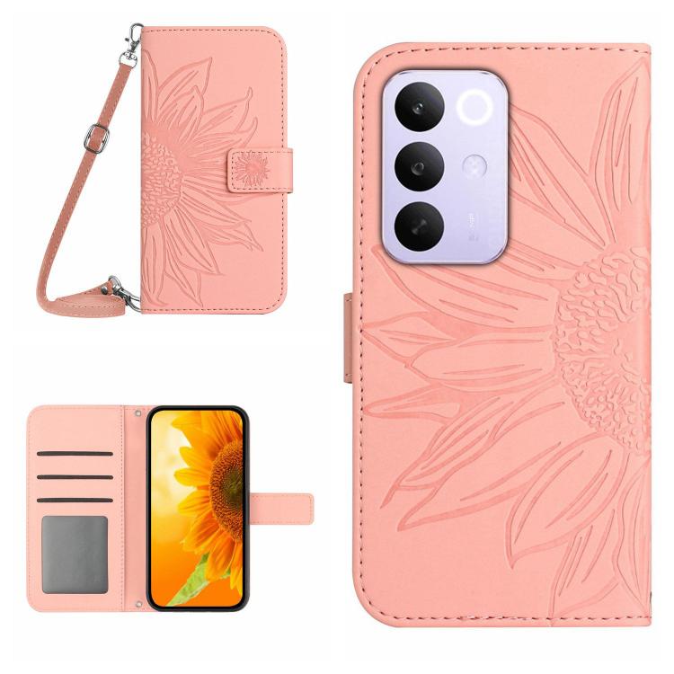 Skin Feel Sun Flower Embossed Flip Leather Phone Case with Lanyard, For Realme C100 4G, For Realme C83 5G, For Realme 16 Pro+ 5G, For Realme C85 5G, For Realme C85 Pro 4G, For Realme 15T 5G, For Realme 15 5G Global / 15 Pro 5G Global, For Realme C71 4G...