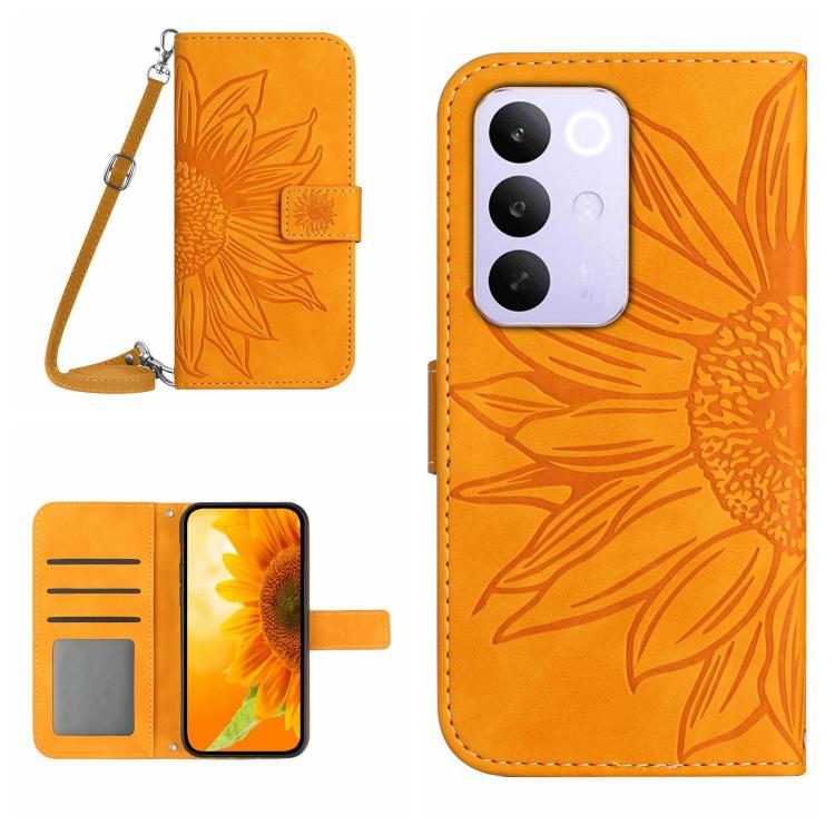 Skin Feel Sun Flower Embossed Flip Leather Phone Case with Lanyard, For Realme C100 4G, For Realme C83 5G, For Realme 16 Pro+ 5G, For Realme C85 5G, For Realme C85 Pro 4G, For Realme 15T 5G, For Realme 15 5G Global / 15 Pro 5G Global, For Realme C71 4G...