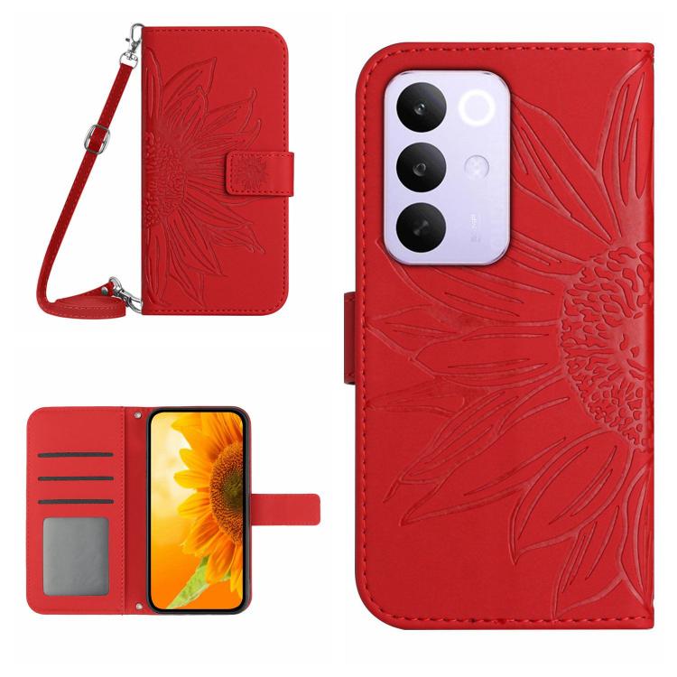 Skin Feel Sun Flower Embossed Flip Leather Phone Case with Lanyard, For Realme C100 4G, For Realme C83 5G, For Realme 16 Pro+ 5G, For Realme C85 5G, For Realme C85 Pro 4G, For Realme 15T 5G, For Realme 15 5G Global / 15 Pro 5G Global, For Realme C71 4G...