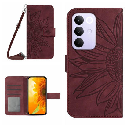 Skin Feel Sun Flower Embossed Flip Leather Phone Case with Lanyard, For Realme C100 4G, For Realme C83 5G, For Realme 16 Pro+ 5G, For Realme C85 5G, For Realme C85 Pro 4G, For Realme 15T 5G, For Realme 15 5G Global / 15 Pro 5G Global, For Realme C71 4G...