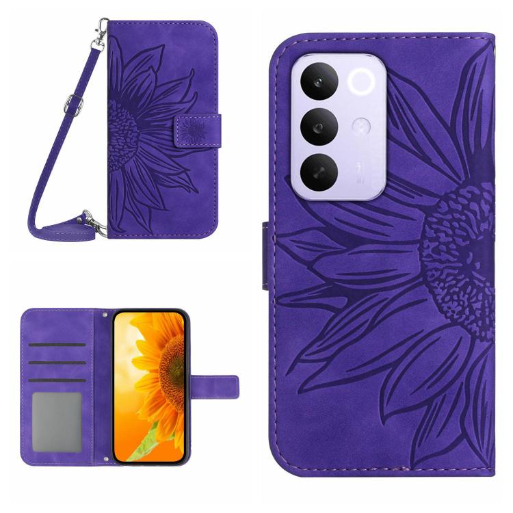 Skin Feel Sun Flower Embossed Flip Leather Phone Case with Lanyard, For Realme C100 4G, For Realme C83 5G, For Realme 16 Pro+ 5G, For Realme C85 5G, For Realme C85 Pro 4G, For Realme 15T 5G, For Realme 15 5G Global / 15 Pro 5G Global, For Realme C71 4G...