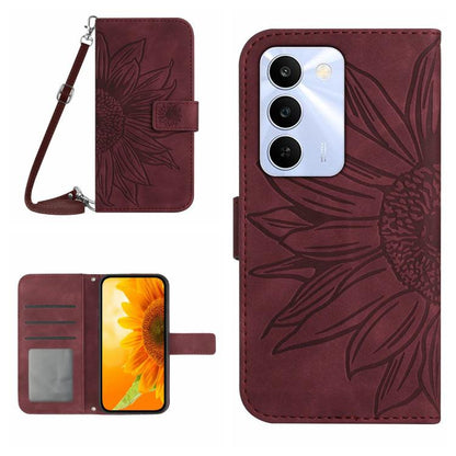 Skin Feel Sun Flower Embossed Flip Leather Phone Case with Lanyard, For Realme C100 4G, For Realme C83 5G, For Realme 16 Pro+ 5G, For Realme C85 5G, For Realme C85 Pro 4G, For Realme 15T 5G, For Realme 15 5G Global / 15 Pro 5G Global, For Realme C71 4G...