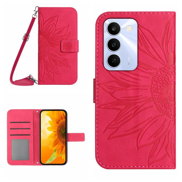 Skin Feel Sun Flower Embossed Flip Leather Phone Case with Lanyard, For Realme C100 4G, For Realme C83 5G, For Realme 16 Pro+ 5G, For Realme C85 5G, For Realme C85 Pro 4G, For Realme 15T 5G, For Realme 15 5G Global / 15 Pro 5G Global, For Realme C71 4G...