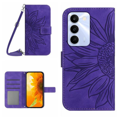Skin Feel Sun Flower Embossed Flip Leather Phone Case with Lanyard, For Realme C100 4G, For Realme C83 5G, For Realme 16 Pro+ 5G, For Realme C85 5G, For Realme C85 Pro 4G, For Realme 15T 5G, For Realme 15 5G Global / 15 Pro 5G Global, For Realme C71 4G...