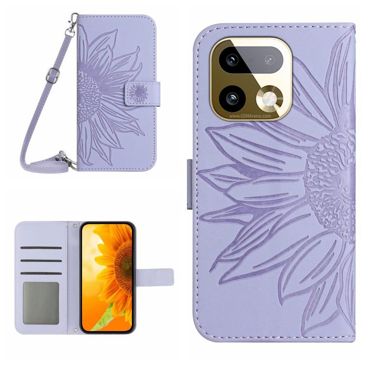 Skin Feel Sun Flower Embossed Flip Leather Phone Case with Lanyard, For Realme C100 4G, For Realme C83 5G, For Realme 16 Pro+ 5G, For Realme C85 5G, For Realme C85 Pro 4G, For Realme 15T 5G, For Realme 15 5G Global / 15 Pro 5G Global, For Realme C71 4G...