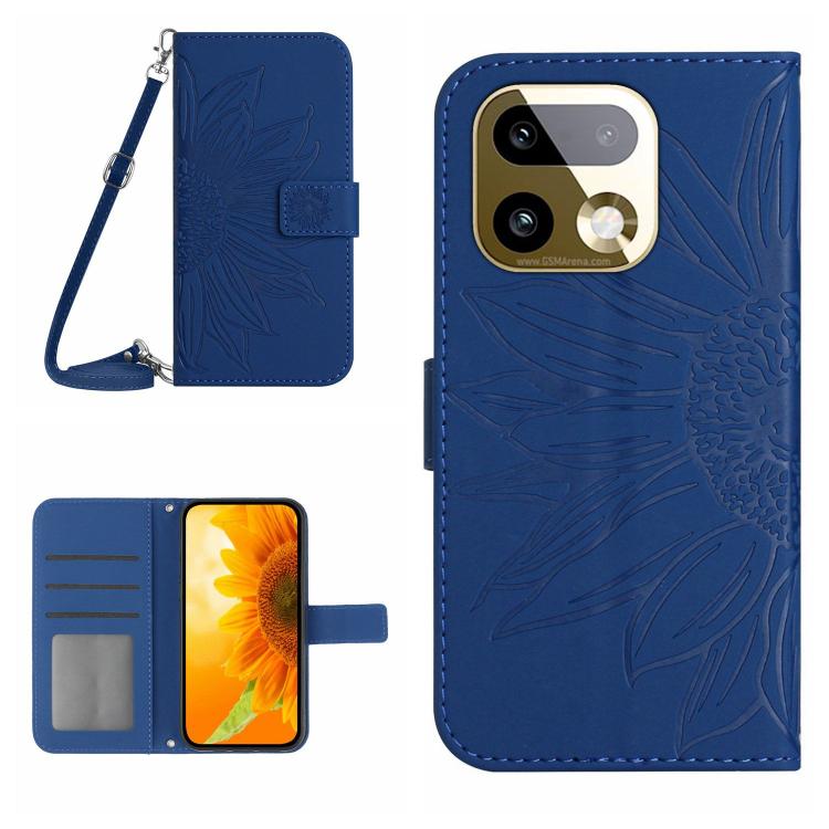 Skin Feel Sun Flower Embossed Flip Leather Phone Case with Lanyard, For Realme C100 4G, For Realme C83 5G, For Realme 16 Pro+ 5G, For Realme C85 5G, For Realme C85 Pro 4G, For Realme 15T 5G, For Realme 15 5G Global / 15 Pro 5G Global, For Realme C71 4G...