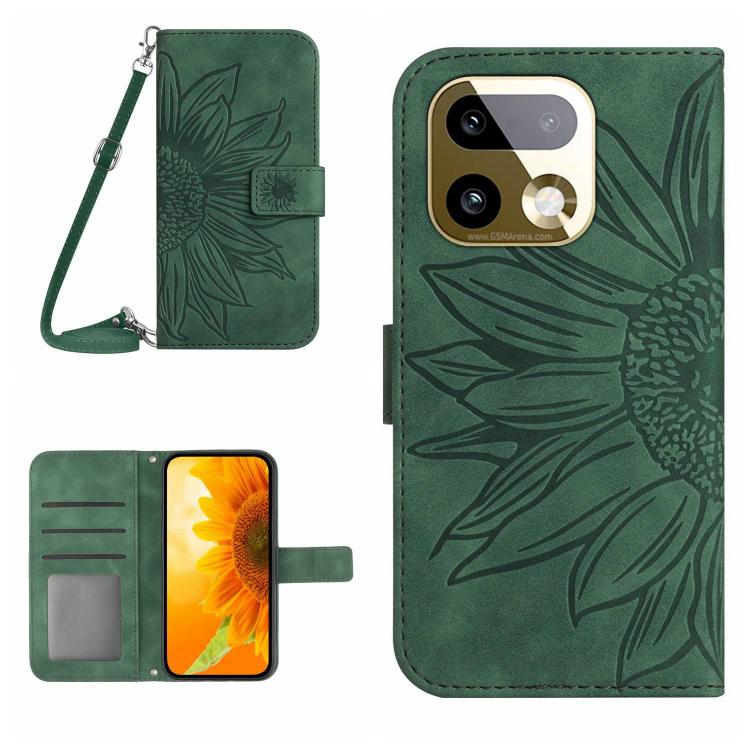 Skin Feel Sun Flower Embossed Flip Leather Phone Case with Lanyard, For Realme C100 4G, For Realme C83 5G, For Realme 16 Pro+ 5G, For Realme C85 5G, For Realme C85 Pro 4G, For Realme 15T 5G, For Realme 15 5G Global / 15 Pro 5G Global, For Realme C71 4G...