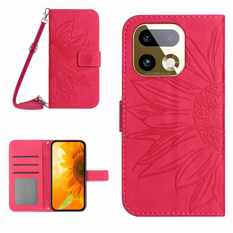Skin Feel Sun Flower Embossed Flip Leather Phone Case with Lanyard, For Realme C100 4G, For Realme C83 5G, For Realme 16 Pro+ 5G, For Realme C85 5G, For Realme C85 Pro 4G, For Realme 15T 5G, For Realme 15 5G Global / 15 Pro 5G Global, For Realme C71 4G...