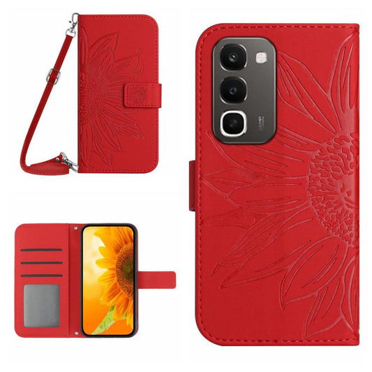 Skin Feel Sun Flower Embossed Flip Leather Phone Case with Lanyard, For Realme C100 4G, For Realme C83 5G, For Realme 16 Pro+ 5G, For Realme C85 5G, For Realme C85 Pro 4G, For Realme 15T 5G, For Realme 15 5G Global / 15 Pro 5G Global, For Realme C71 4G...