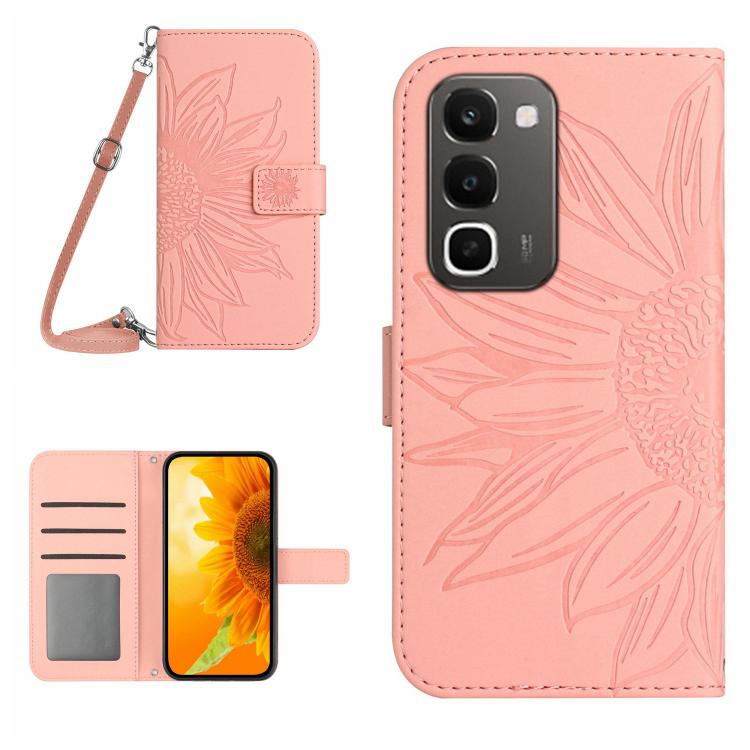 Skin Feel Sun Flower Embossed Flip Leather Phone Case with Lanyard, For Realme C100 4G, For Realme C83 5G, For Realme 16 Pro+ 5G, For Realme C85 5G, For Realme C85 Pro 4G, For Realme 15T 5G, For Realme 15 5G Global / 15 Pro 5G Global, For Realme C71 4G...