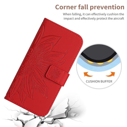 Skin Feel Sun Flower Embossed Flip Leather Phone Case with Lanyard, For iPhone 17e / 16e, For iPhone 17 Pro Max, For iPhone 17 Pro, For iPhone 17, For iPhone Air, For iPhone 16 Pro Max, For iPhone 16 Pro, For iPhone 16 Plus, For iPhone 16