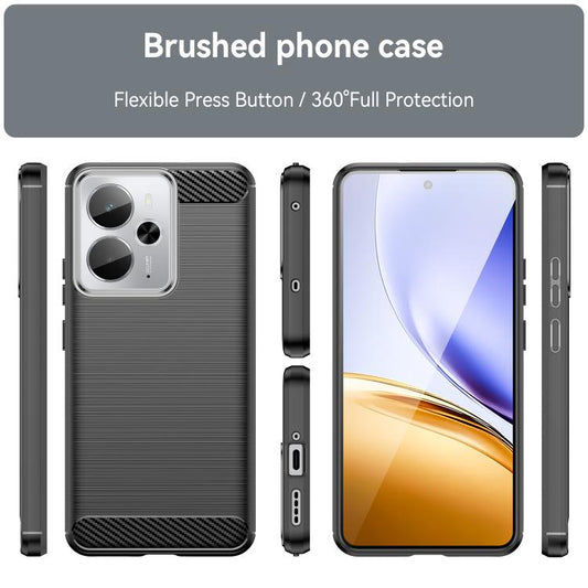 Brushed Texture Carbon Fiber TPU Phone Case, For Realme 14T 5G, For Realme 14 5G, For Realme P3 5G, For Realme Neo7x 5G, For Realme P3 Pro, For Realme 14 Pro+, For Realme GT7 Pro Racing, For Realme 12 5G, For Realme 12+ 5G, For Realme V50s             ...